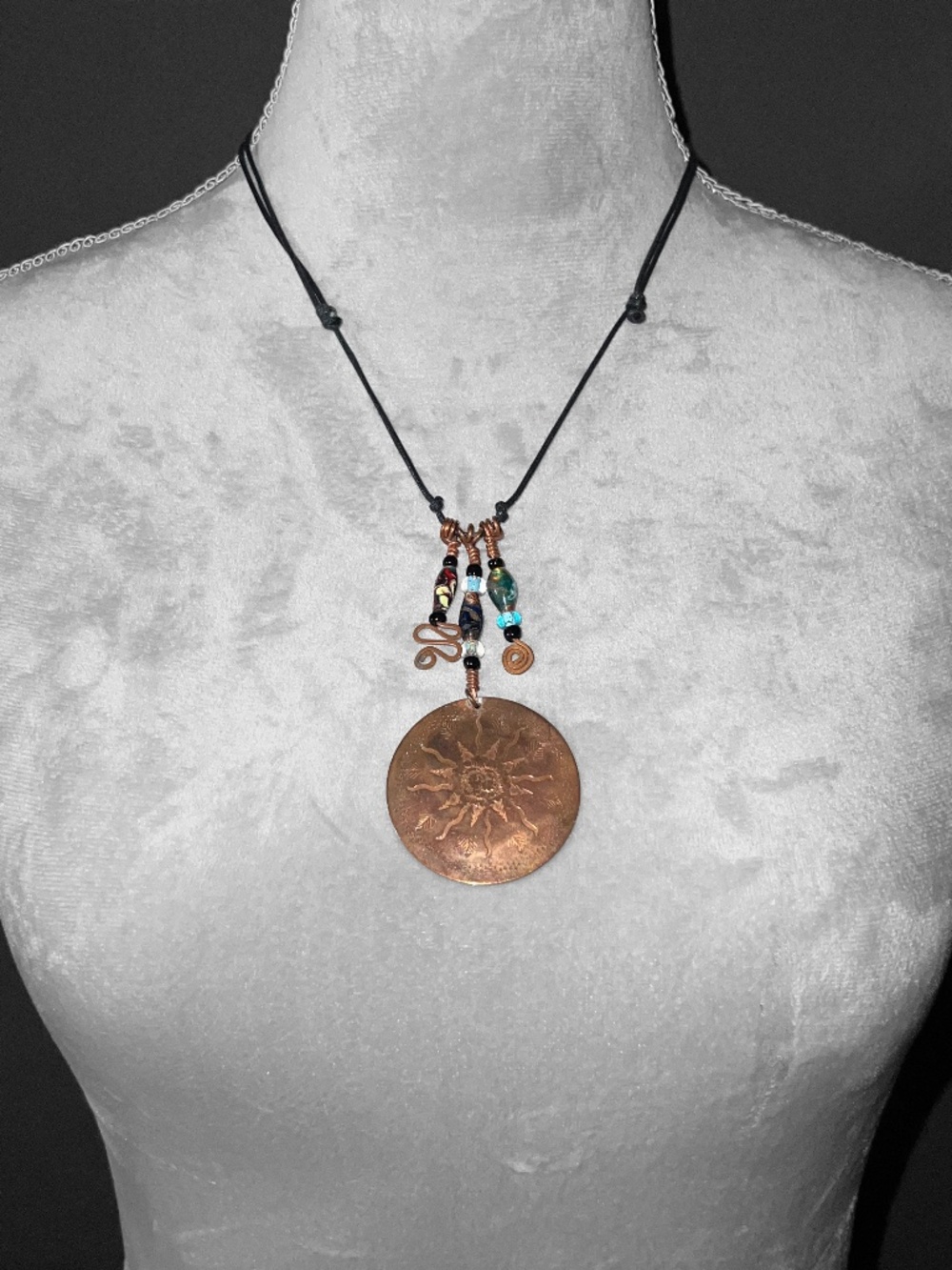 Bronze Sun with Charms Necklace